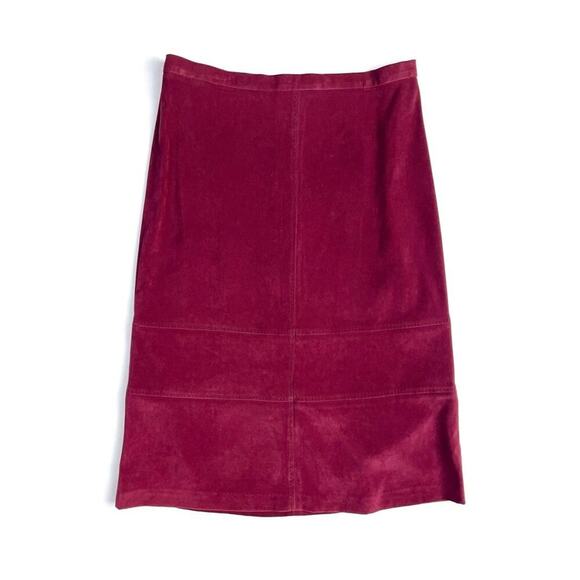 Lemmie for Nina Leonard Wine Suede Skirt - Picture 1 of 3
